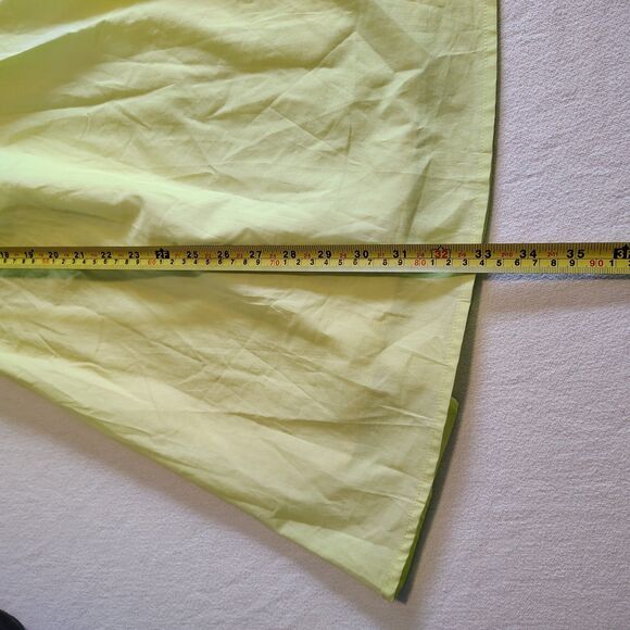 Day + Moon Chartreuse Babydoll Mini Dress V-Neck Flutter Puff Sleeve Size L - Picture 6 of 11